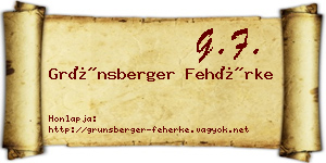 Grünsberger Fehérke névjegykártya